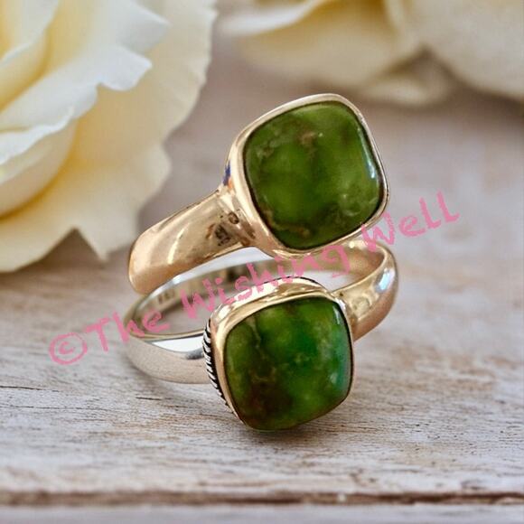 Sonoran Gold Turquoise Bypass Ring Sterling Size 8 Adjustsbl - Picture 1 of 5